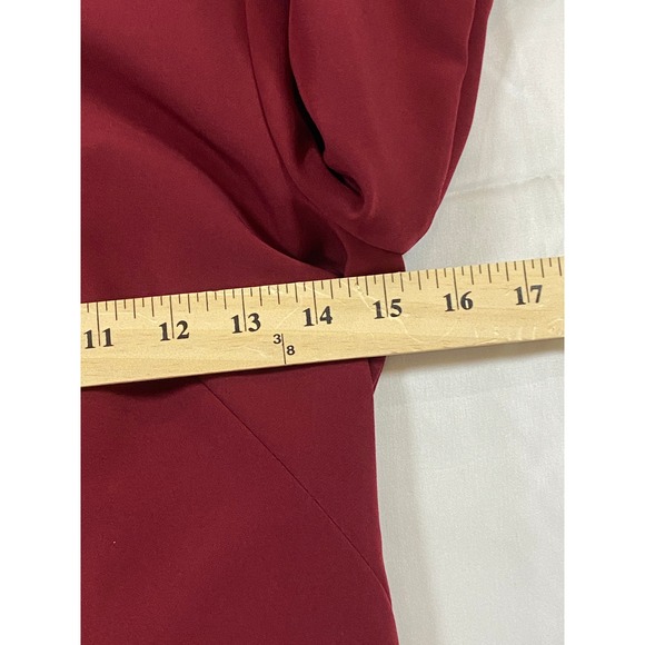 Milly Burgundy Tiered Bell Sleeve Crepe Shift Dress‎ Cocktail Valentines Size 2 - Picture 12 of 15